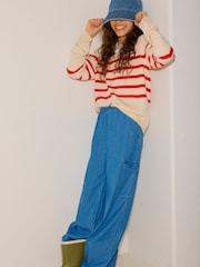 VERO MODA Cream Girls Long Sleeve Striped Knitted Jumper - Image 2 of 4