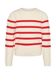 VERO MODA Cream Girls Long Sleeve Striped Knitted Jumper - Image 3 of 4