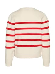 VERO MODA Cream Girls Long Sleeve Striped Knitted Jumper - Image 4 of 4