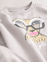 Charcoal Grey Leapord Print Feeling Glam' Longsleeve Crewneck Sweatshirt - Image 9 of 10