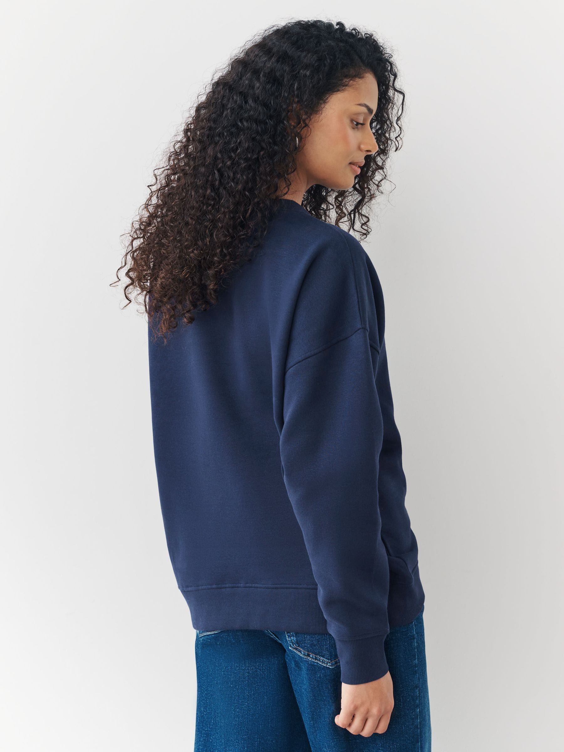 Buy Navy Blue/Yellow Supersoft Peached Essentials Crew Neck Seam