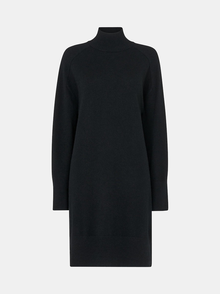 Whistles Black Cashmere Funnel Neck Dress - Image 1 of 5