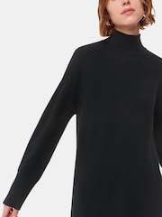 Whistles Black Cashmere Funnel Neck Dress - Image 3 of 5