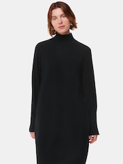 Whistles Black Cashmere Funnel Neck Dress - Image 5 of 5
