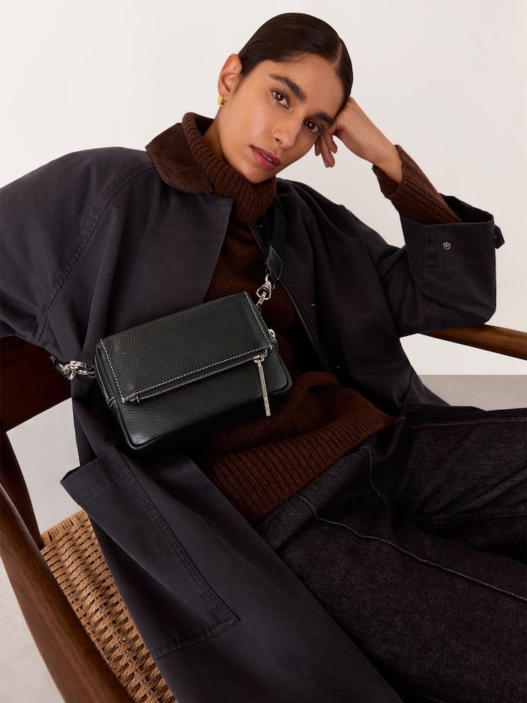 Whistles Black Bibi Stitch Cross-Body Bag - Image 5 of 5