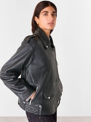 Whistles Freja Leather Biker Jacket - Изображение 3 из 5
