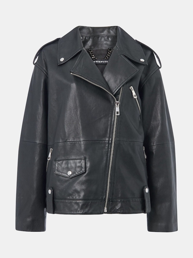 Whistles Freja Leather Biker Jacket - Изображение 5 из 5