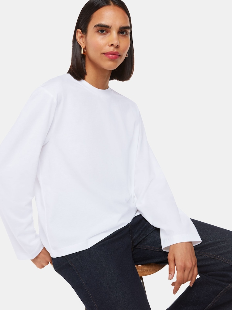 Whistles Relaxed Long Sleeve 100% Cotton T-Shirt - Imagen 1 de 5