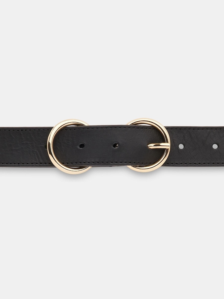 Whistles Black Double Ring Buckle Belt - Image 2 of 3