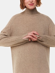Whistles Cream Cashmere Funnel Neck Dress - Image 4 of 5
