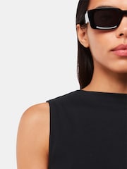 Whistles Black High Neck Rib Detail T-Shirt - Image 4 of 5