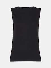 Whistles Black High Neck Rib Detail T-Shirt - Image 5 of 5
