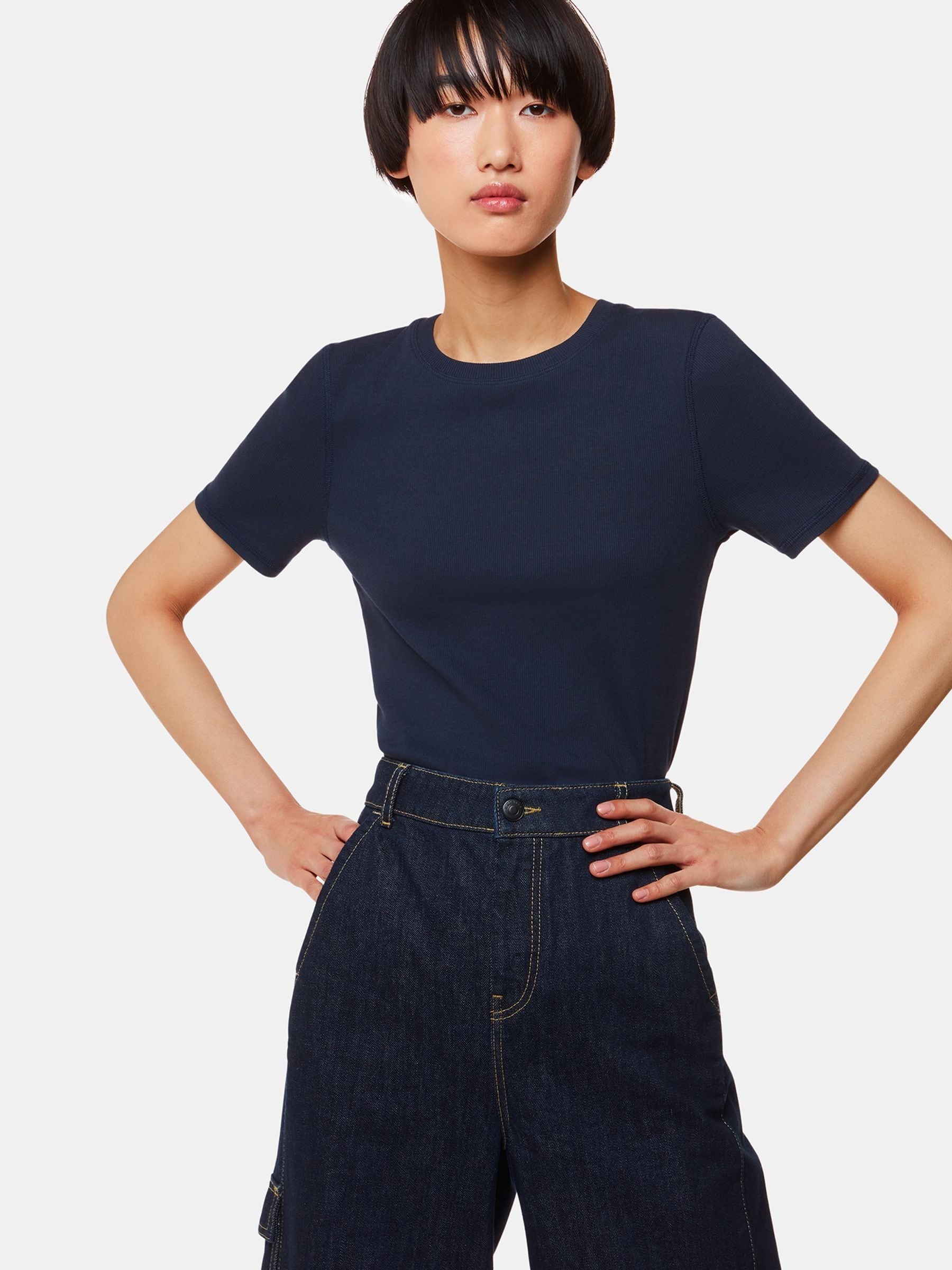 Buy Whistles Blue Ultimate Rib Crew Neck T-Shirt from Next USA Buy Whistles Blue Ultimate Rib Crew Neck T-Shirt from Next USA