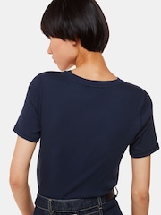 Whistles Blue Ultimate Rib Crew Neck T-Shirt - Image 2 of 5