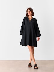 Whistles Black Full Volume Gathered Dress - Image 3 of 5