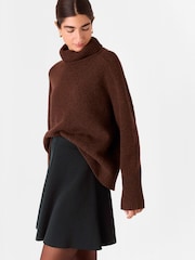 Whistles Black Flippy Knitted Mini Skirt - Image 1 of 5