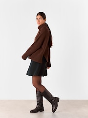 Whistles Black Flippy Knitted Mini Skirt - Image 4 of 5