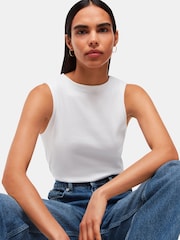 Whistles White High Neck Rib Detail T-Shirt - Image 4 of 5