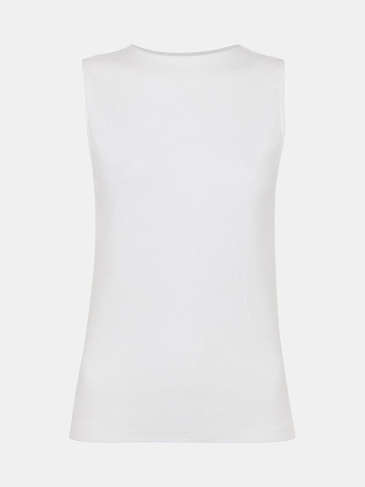 Whistles White High Neck Rib Detail T-Shirt - Image 5 of 5