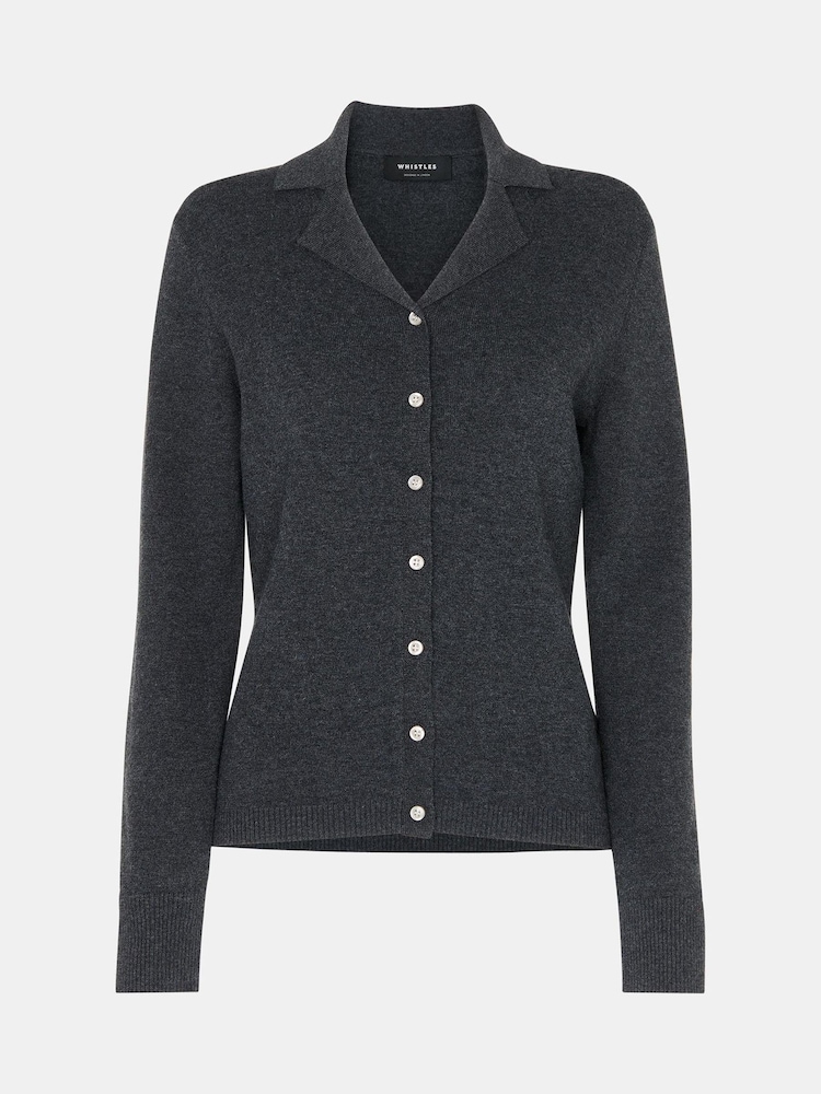 Whistles Grey Phoebe Knit Shirt - Image 5 of 5