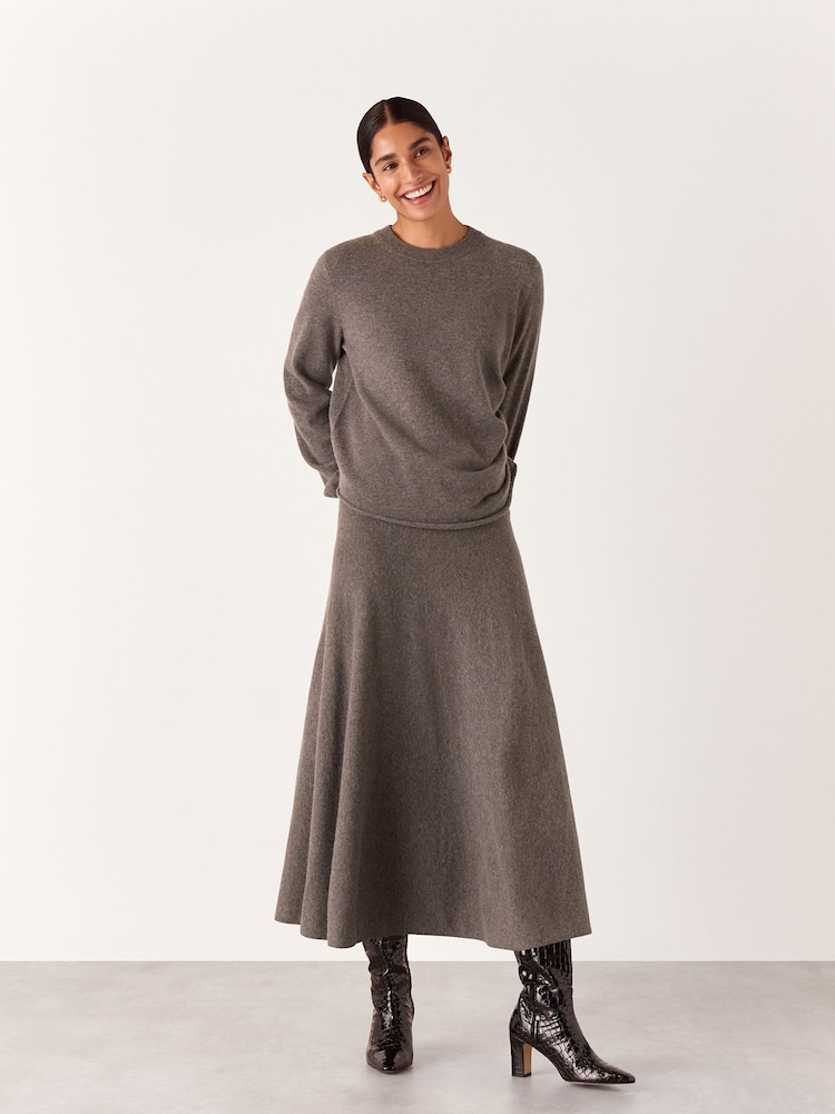 Whistles Nude Knitted Midi Skirt - Image 1 of 5