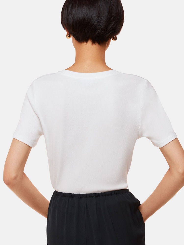 Whistles White Ultimate Rib Crew Neck T-Shirt - Image 2 of 5