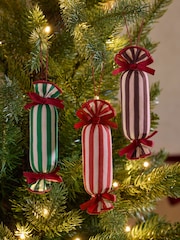 3 Pack Stripey Cracker Christmas Baubles - Image 1 of 3