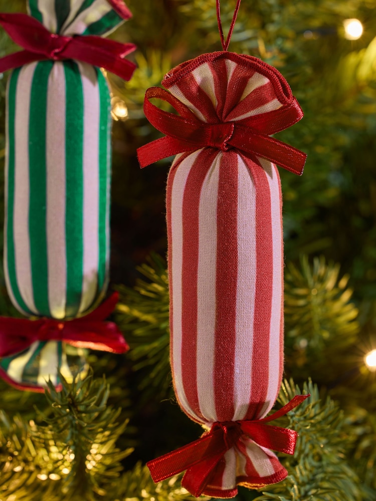 3 Pack Stripey Cracker Christmas Baubles - Image 2 of 3