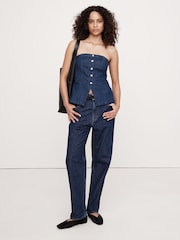 Banana Republic Blue Strapless Denim Vest - Image 1 of 3