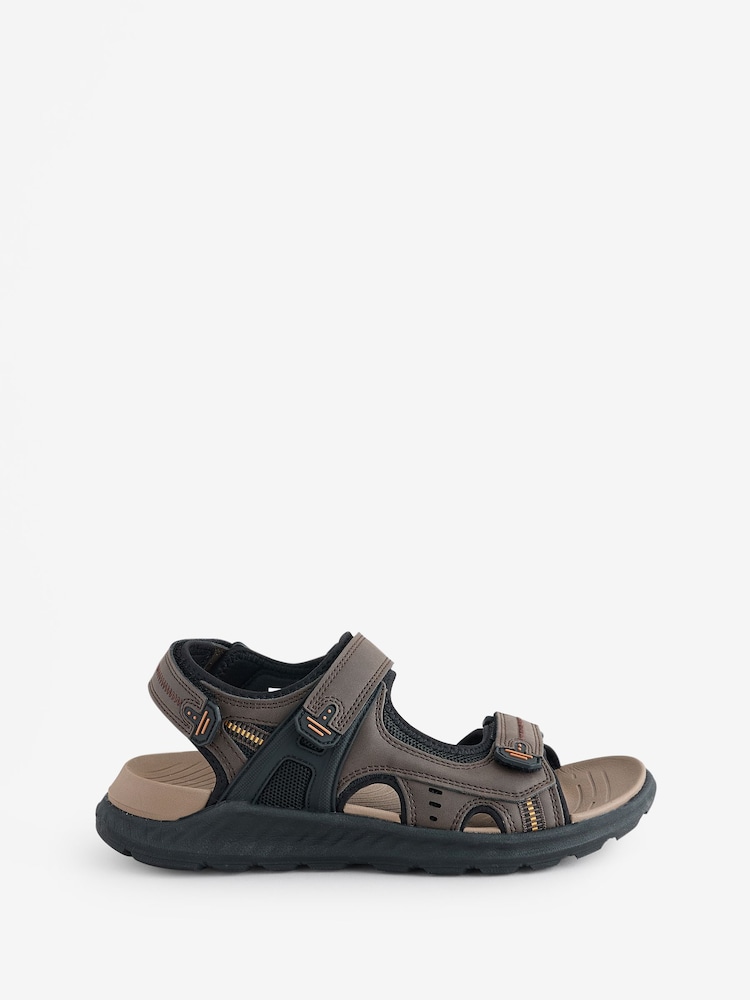 Pavers Brown Triple Touch-Fastening-Strapped Sandals - Image 1 of 6