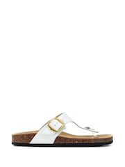 Pavers White Leather Toe Post Sandals - Image 1 of 5