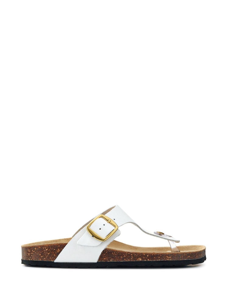 Pavers White Leather Toe Post Sandals - Image 1 of 5
