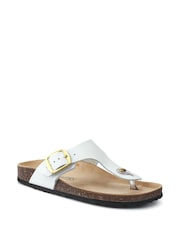 Pavers White Leather Toe Post Sandals - Image 2 of 5