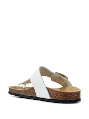 Pavers White Leather Toe Post Sandals - Image 3 of 5