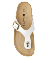 Pavers White Leather Toe Post Sandals - Image 4 of 5