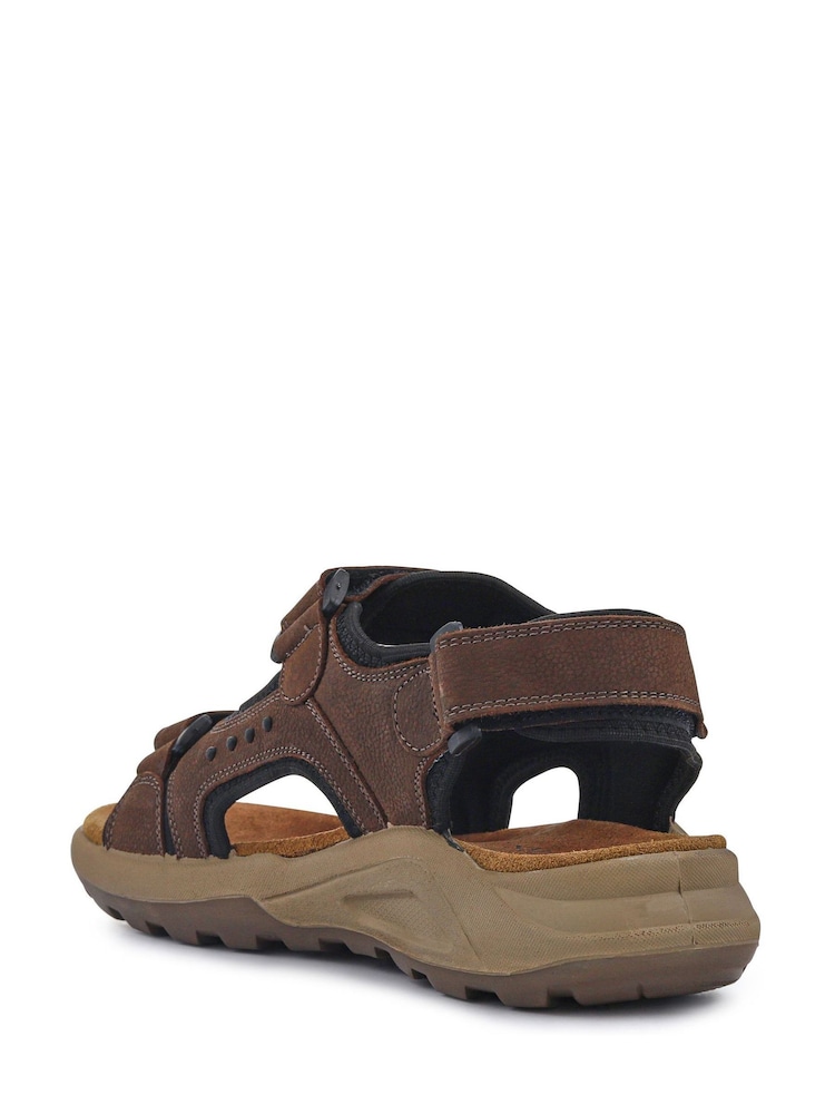 Pavers Brown Leather Touch-Fastening Sandals - Image 3 of 5