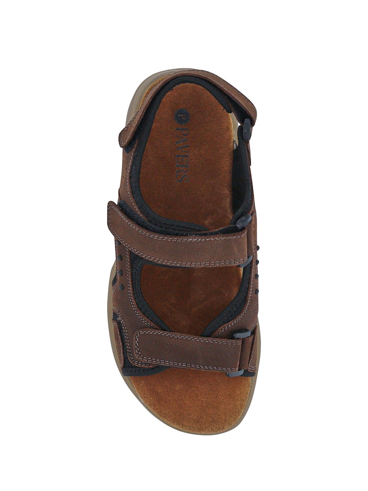 Pavers Brown Leather Touch-Fastening Sandals - Image 4 of 5
