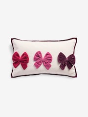 50 x 30cm Chrismas Trio Of Velvet Bows Cushion - Imagen 1 de 3