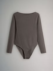 The Set Black/Neutral/Taupe Brown 3 Pack Boat Neck Ribbed Bodies - Image 3 of 6
