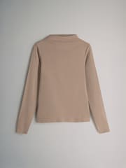 The Set Black/Chocolate Brown/Taupe Brown/Stone 4 Pack Ribbed Mock Neck Long Sleeve T-Shirts - Image 3 of 7