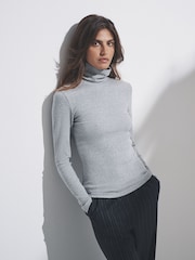 The Set Black/Charcoal/Grey 3 Pack Long Sleeve Ribbed Roll Neck T-Shirts - Image 1 of 14