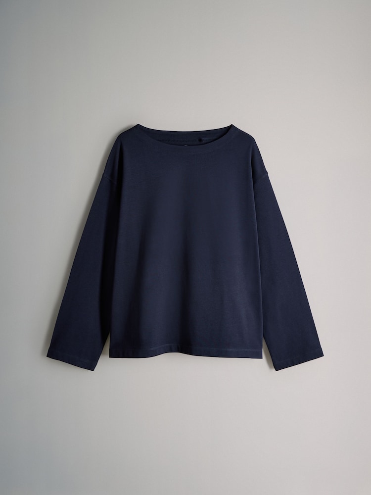 The Set Navy/Stripe/Neutral 3 Pack Boat Neck Heavyweight T-Shirts - Image 2 of 6