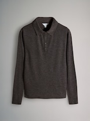 The Set Black/Brown/Taupe 3 Pack Long Sleeve Slub Polo T-Shirts - Image 3 of 6