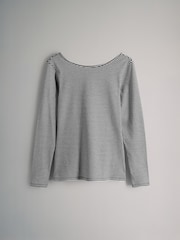 The Set Black/Charcoal Grey/Stripe/White 4 Pack Scoop Back Long Sleeved T-Shirts - Image 10 of 12