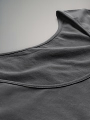 The Set Black/Charcoal Grey/Stripe/White 4 Pack Scoop Back Long Sleeved T-Shirts - Image 12 of 12