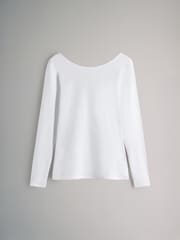 The Set Black/Charcoal Grey/Stripe/White 4 Pack Scoop Back Long Sleeved T-Shirts - Image 5 of 12