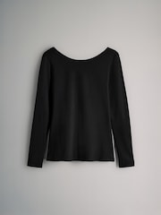 The Set Black/Charcoal Grey/Stripe/White 4 Pack Scoop Back Long Sleeved T-Shirts - Image 9 of 12