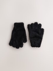 Black Fluffy Gloves (3-16yrs) - Image 1 of 3