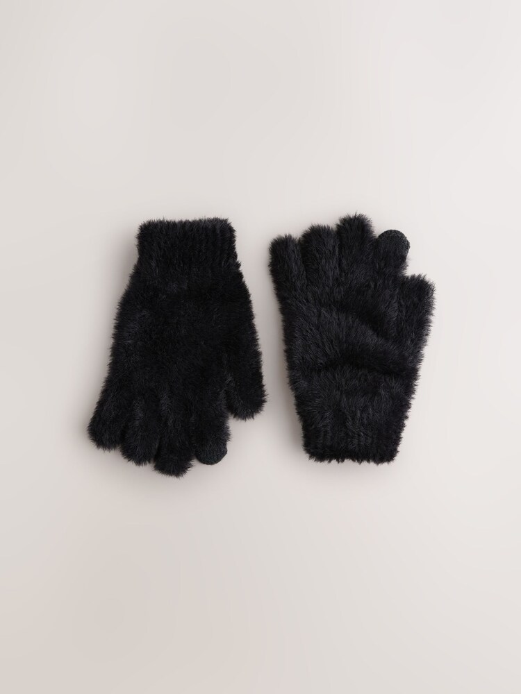 Black Fluffy Gloves (3-16yrs) - Image 1 of 3