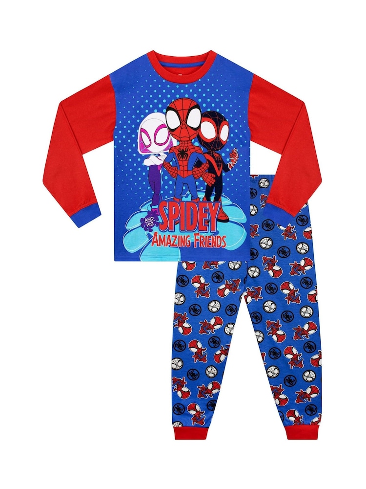 Character Blue Marvel Spidey And His Amazing Friends 100% Cotton Pyjamas - Image 1 of 9